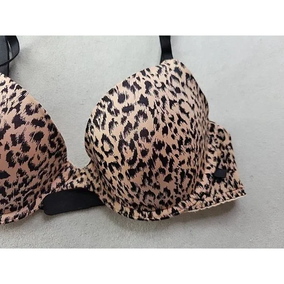 Victoria's Secret Lined Demi Bra 34C Smooth Underwired Leopard Print - Picture 3 of 10